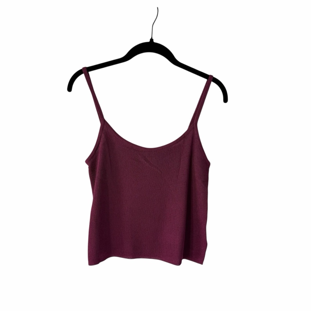 Ann Taylor Textured Knit Maroon Cottagecore Romantic Luxewear Shimmer Cami Sz M